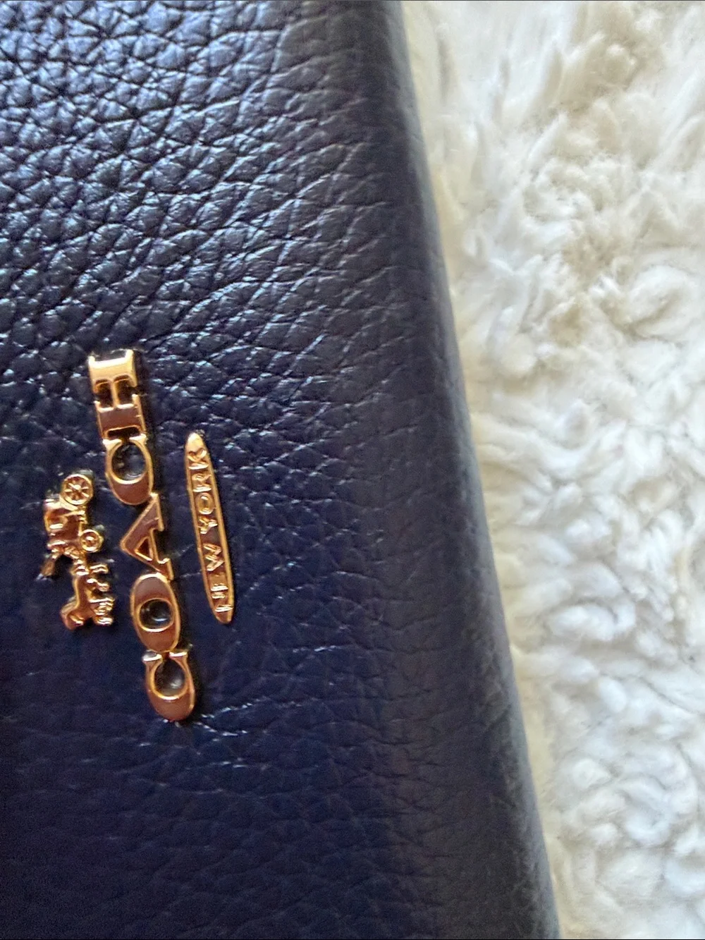 Coach Black Pebbled Leather Wristlet with Gold Logo